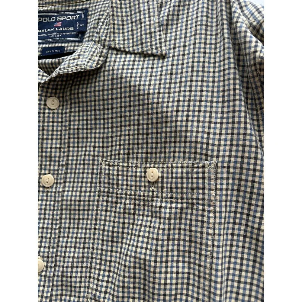 Polo Sport Ralph Lauren Checkered Button-Down Shirt Blue/Brown Checkered Large